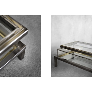 Coffee Table with Glass Case by Maison Jansen, 1970s