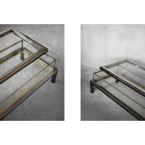 Coffee Table with Glass Case by Maison Jansen, 1970s