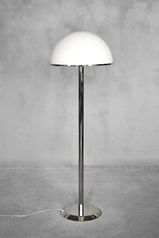 Rare Vintage Swedish Chrome & White Acrylic Floor Lamp NAFA type 504 from Nybro Armaturfabrik, 1970s