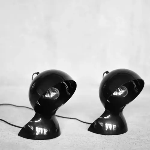 Vintage Modern Black Dalù Table Lamp by Vico Magistretti for Artemide, 1960s, Set of 2