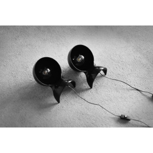 Vintage Modern Black Dalù Table Lamp by Vico Magistretti for Artemide, 1960s, Set of 2