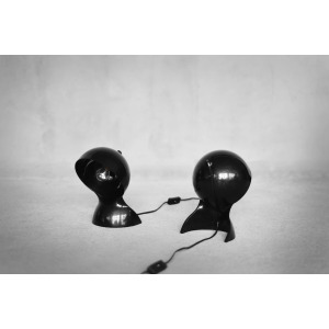 Vintage Modern Black Dalù Table Lamp by Vico Magistretti for Artemide, 1960s, Set of 2