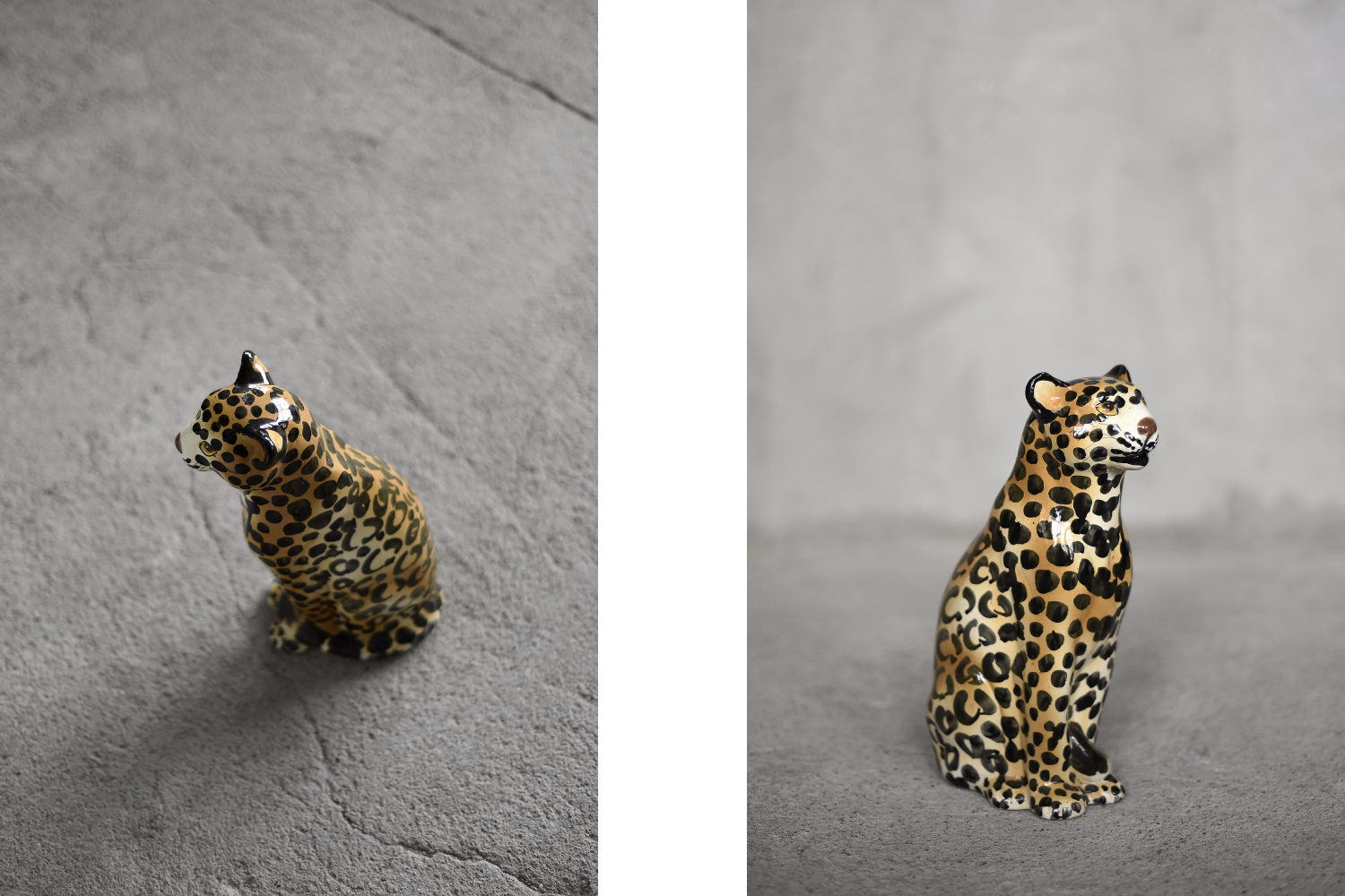 Vintage Mid-Century Italian Modern Ceramic Sculpture of a Seating Leopard, 1970s