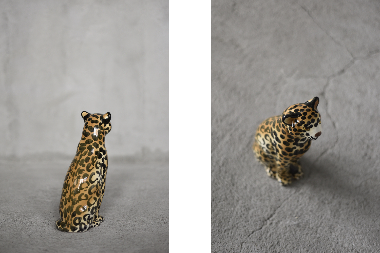 Vintage Mid-Century Italian Modern Ceramic Sculpture of a Seating Leopard, 1970s