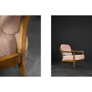 Mid-Century German Modern Elegant Cherry Wood & Dirty Pink Fabric Armchairs from Wilhelm Knoll, 1970s, Set of 2