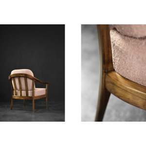 Mid-Century German Modern Elegant Cherry Wood & Dirty Pink Fabric Armchairs from Wilhelm Knoll, 1970s, Set of 2