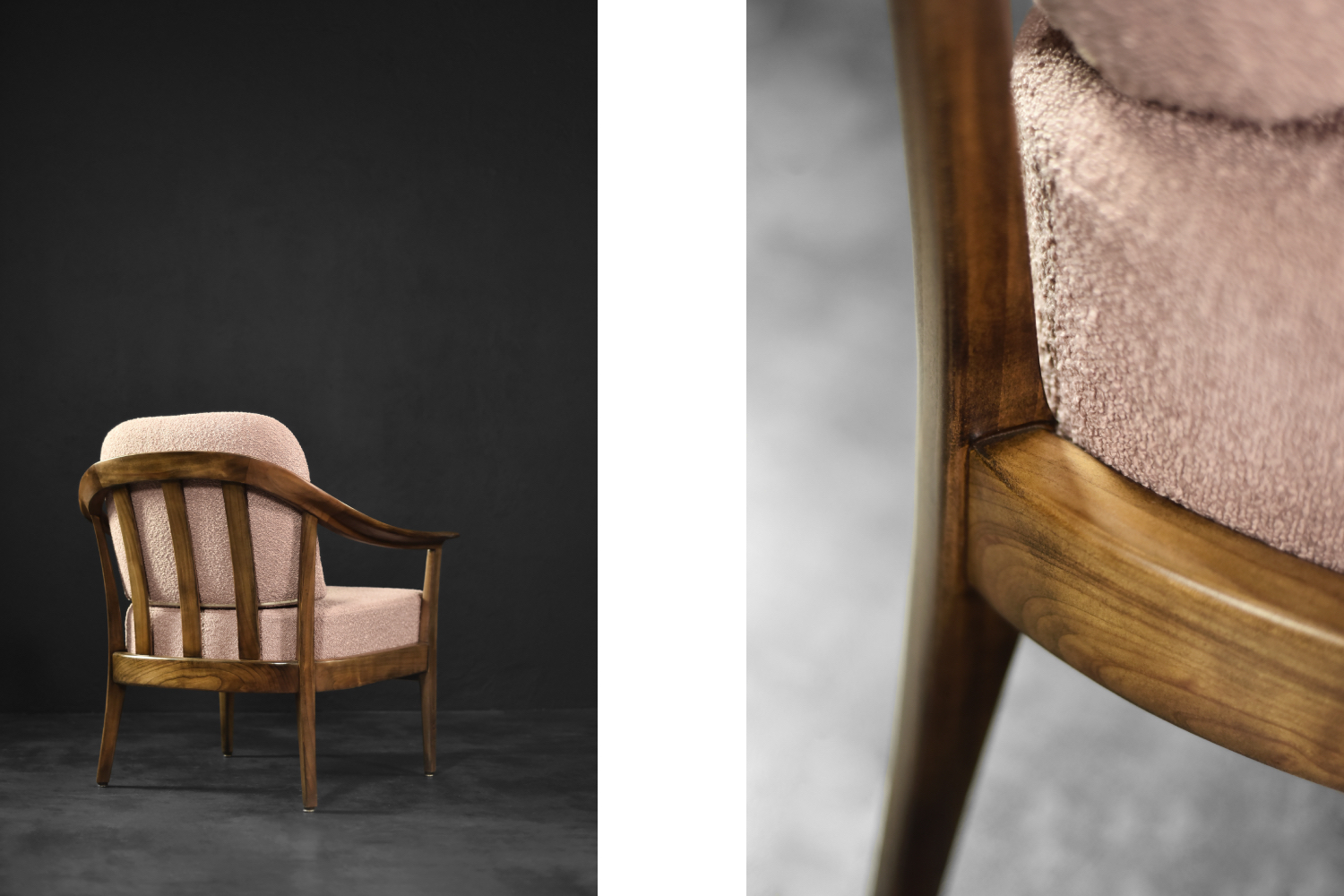 Mid-Century German Modern Elegant Cherry Wood & Dirty Pink Fabric Armchairs from Wilhelm Knoll, 1970s, Set of 2