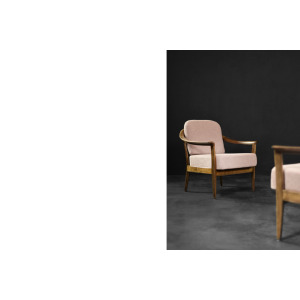 Mid-Century German Modern Elegant Cherry Wood & Dirty Pink Fabric Armchairs from Wilhelm Knoll, 1970s, Set of 2