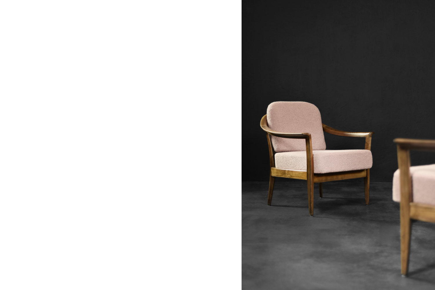 Mid-Century German Modern Elegant Cherry Wood & Dirty Pink Fabric Armchairs from Wilhelm Knoll, 1970s, Set of 2