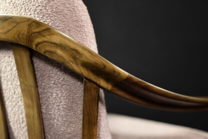 Mid-Century German Modern Elegant Cherry Wood & Dirty Pink Fabric Armchairs from Wilhelm Knoll, 1970s, Set of 2 - Image 8