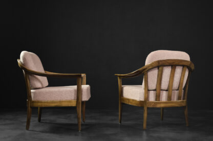 Mid-Century German Modern Elegant Cherry Wood & Dirty Pink Fabric Armchairs from Wilhelm Knoll, 1970s, Set of 2 - Image 13