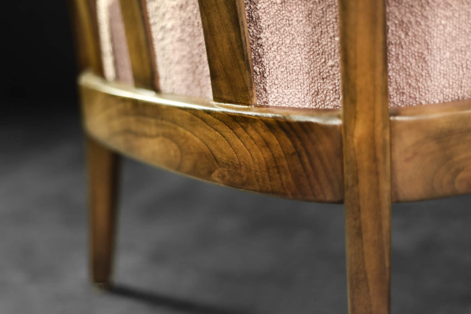 Mid-Century German Modern Elegant Cherry Wood & Dirty Pink Fabric Armchairs from Wilhelm Knoll, 1970s, Set of 2