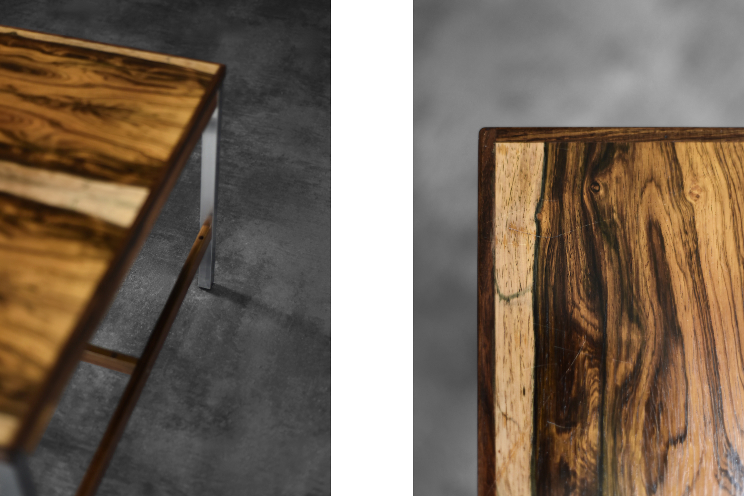 Vintage Mid-Century Modern Swedish Square Rosewood & Aluminum Coffee Table from HMB Möbler Rörvik, 1960s