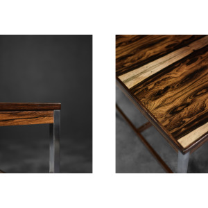 Vintage Mid-Century Modern Swedish Square Rosewood & Aluminum Coffee Table from HMB Möbler Rörvik, 1960s