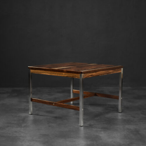 Vintage Mid-Century Modern Swedish Square Rosewood & Aluminum Coffee Table from HMB Möbler Rörvik, 1960s