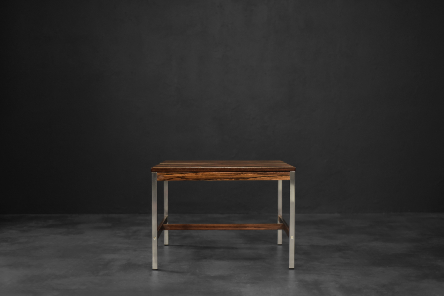 Vintage Mid-Century Modern Swedish Square Rosewood & Aluminum Coffee Table from HMB Möbler Rörvik, 1960s
