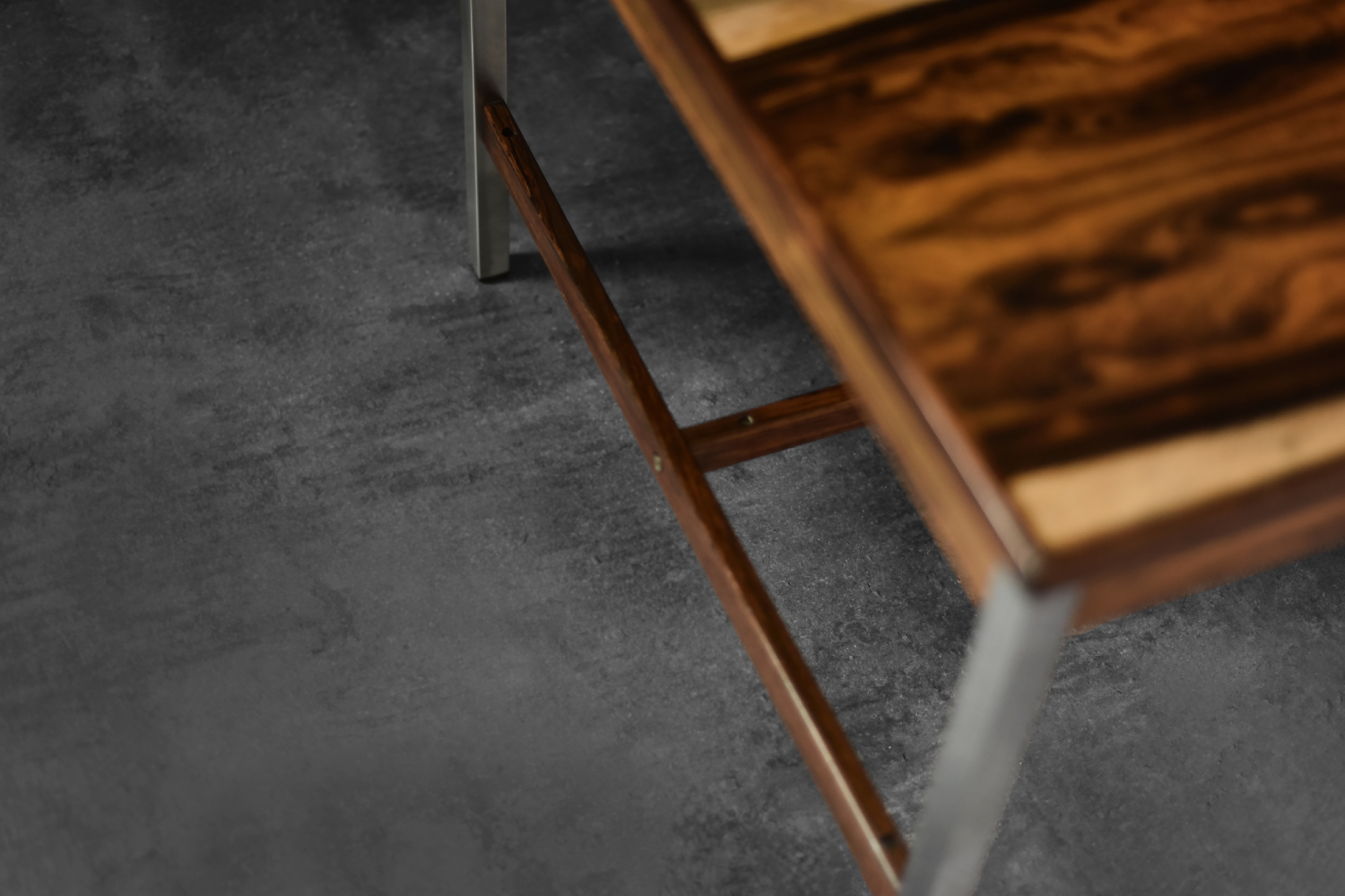 Vintage Mid-Century Modern Swedish Square Rosewood & Aluminum Coffee Table from HMB Möbler Rörvik, 1960s