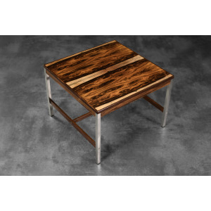 Vintage Mid-Century Modern Swedish Square Rosewood & Aluminum Coffee Table from HMB Möbler Rörvik, 1960s