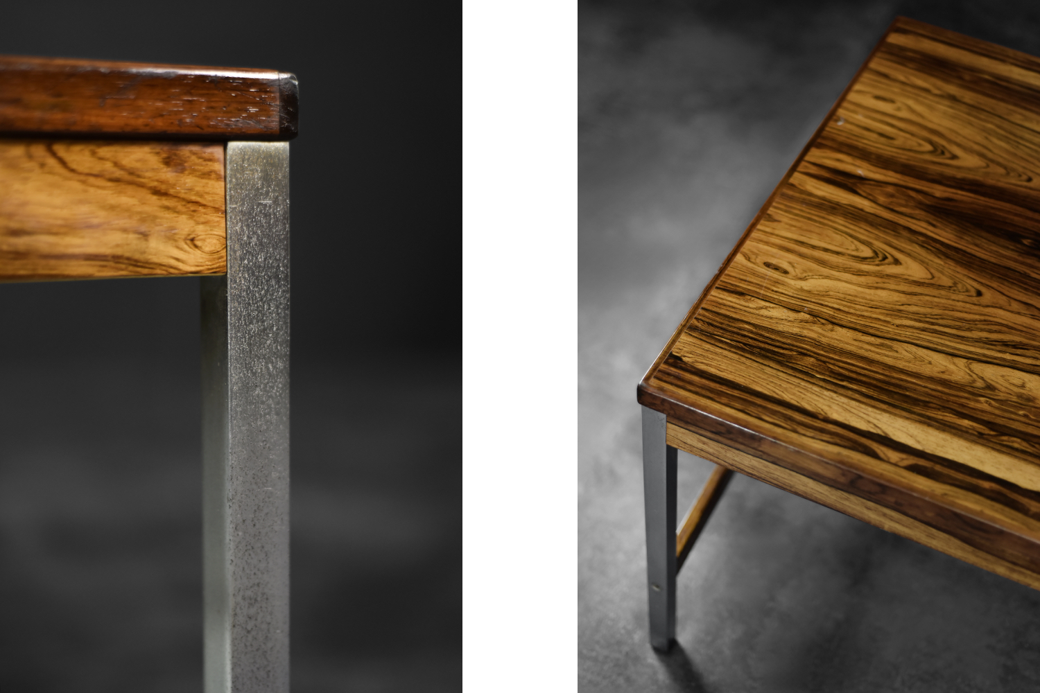 Large Vintage Mid-Century Modern Swedish Rosewood & Aluminum Coffee Table from HMB Möbler Rörvik, 1960s