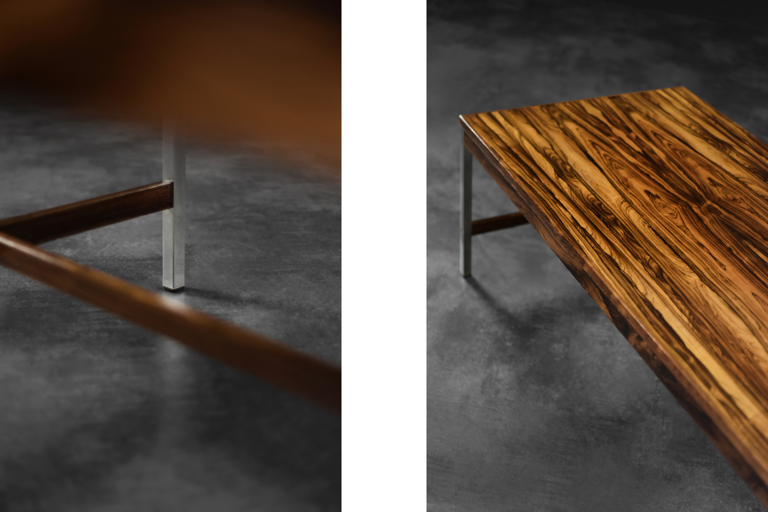 Large Vintage Mid-Century Modern Swedish Rosewood & Aluminum Coffee Table from HMB Möbler Rörvik, 1960s