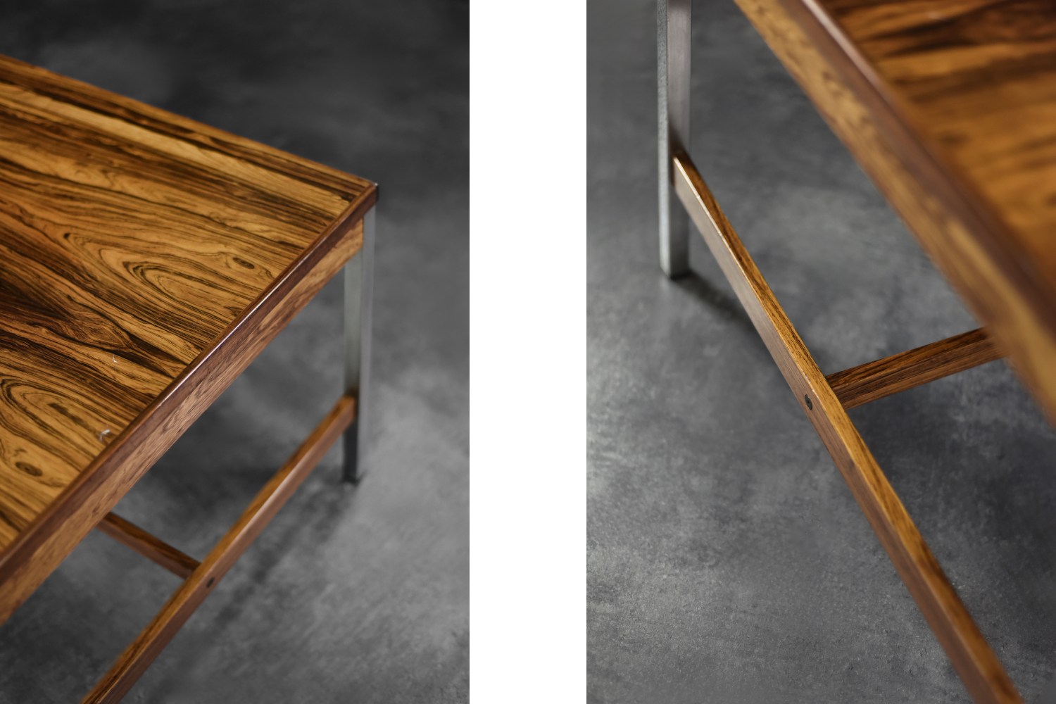 Large Vintage Mid-Century Modern Swedish Rosewood & Aluminum Coffee Table from HMB Möbler Rörvik, 1960s