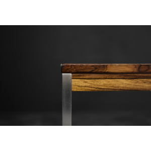 Large Vintage Mid-Century Modern Swedish Rosewood & Aluminum Coffee Table from HMB Möbler Rörvik, 1960s