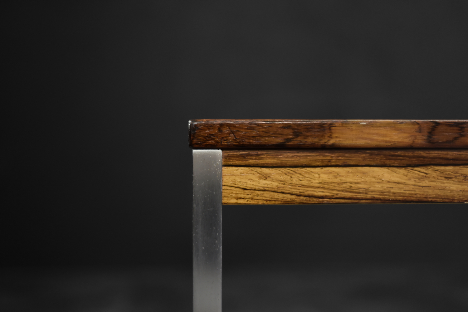 Large Vintage Mid-Century Modern Swedish Rosewood & Aluminum Coffee Table from HMB Möbler Rörvik, 1960s