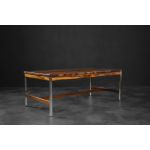 Large Vintage Mid-Century Modern Swedish Rosewood & Aluminum Coffee Table from HMB Möbler Rörvik, 1960s
