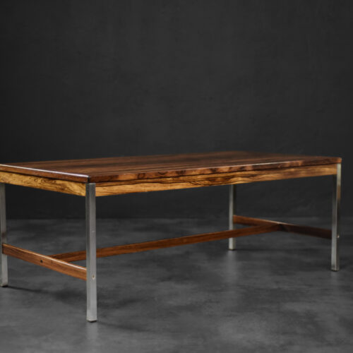 Large Vintage Mid-Century Modern Swedish Rosewood & Aluminum Coffee Table from HMB Möbler Rörvik, 1960s