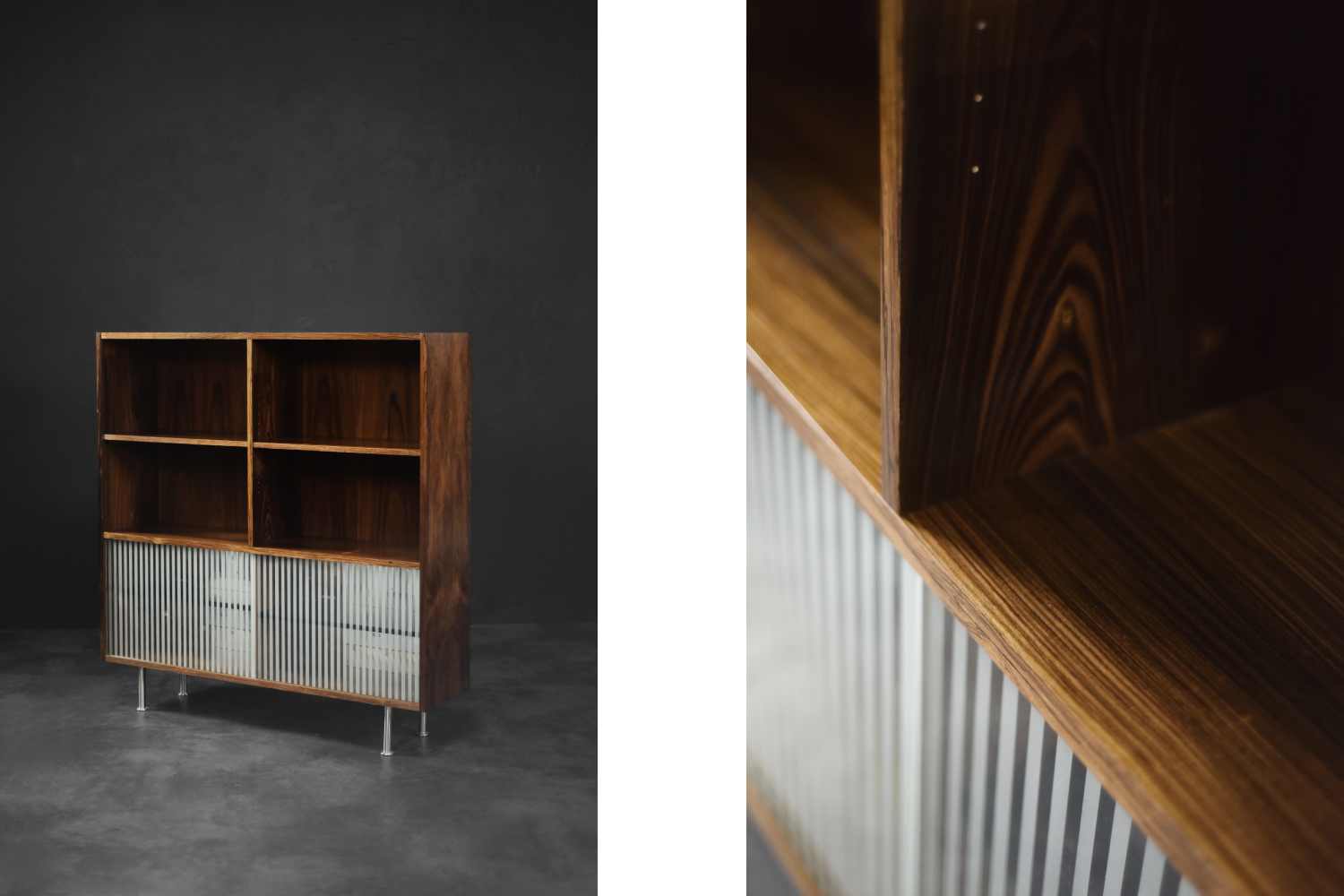 Vintage Mid-Century Scandinavian Modern Rosewood Highboard with Glass, 1960s