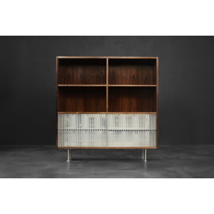 Vintage Mid-Century Scandinavian Modern Rosewood Highboard with Glass, 1960s