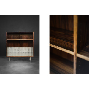 Vintage Mid-Century Scandinavian Modern Rosewood Highboard with Glass, 1960s