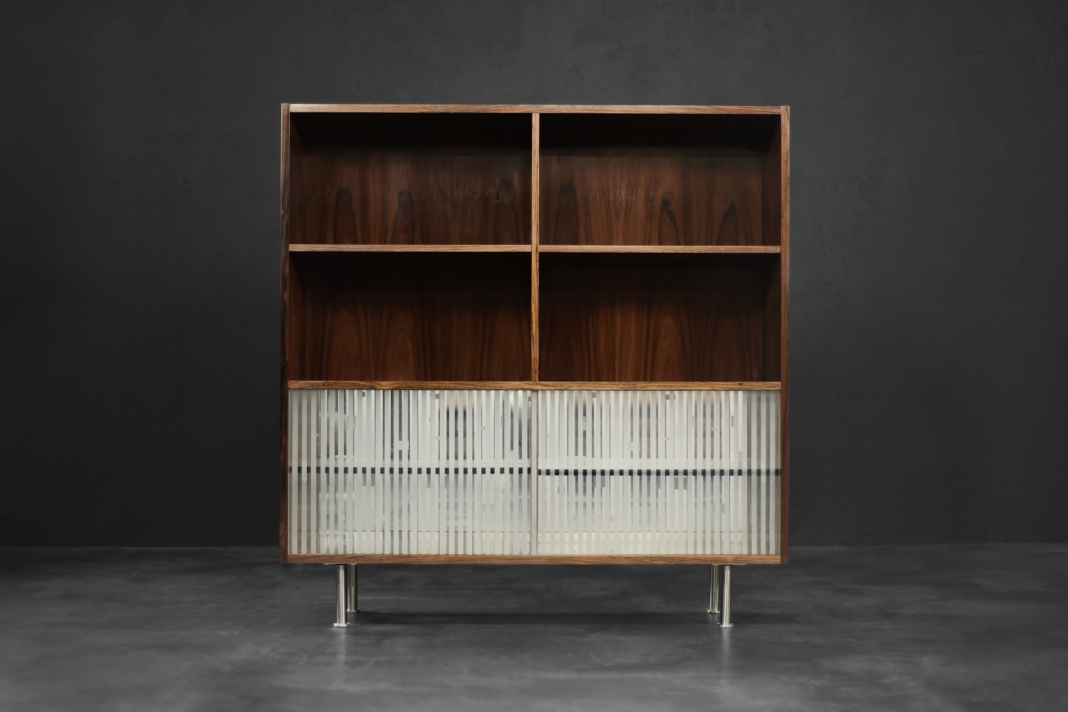 Vintage Mid-Century Scandinavian Modern Rosewood Highboard with Glass, 1960s