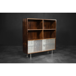 Vintage Mid-Century Scandinavian Modern Rosewood Highboard with Glass, 1960s
