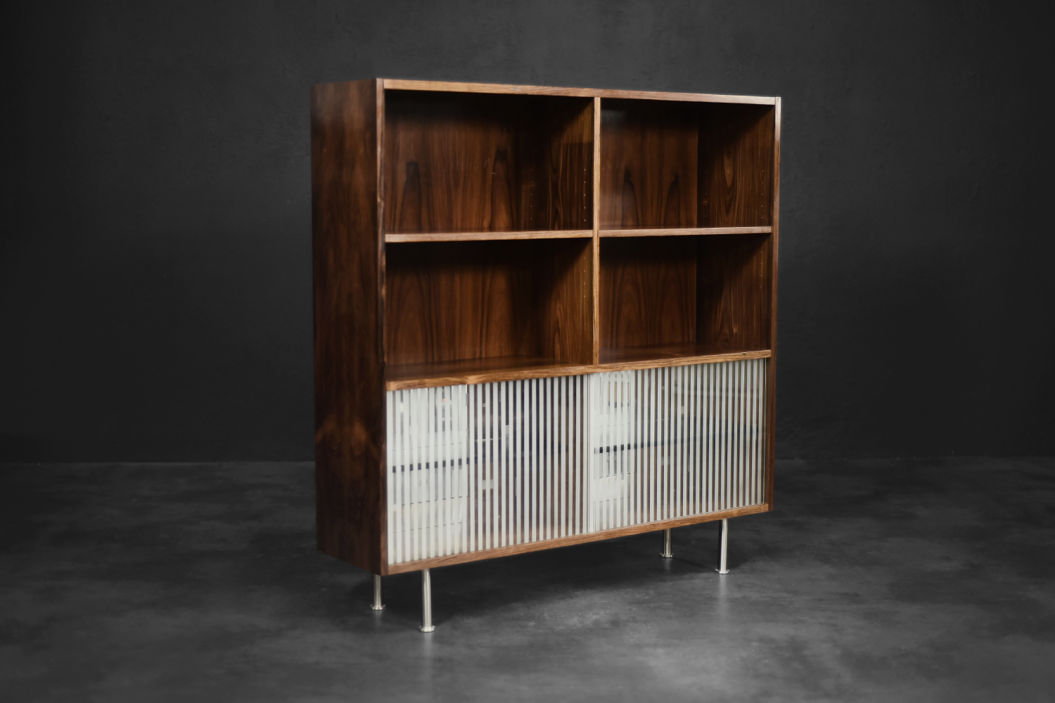Vintage Mid-Century Scandinavian Modern Rosewood Highboard with Glass, 1960s