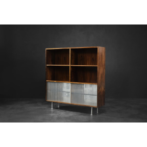 Vintage Mid-Century Scandinavian Modern Rosewood Highboard with Glass, 1960s