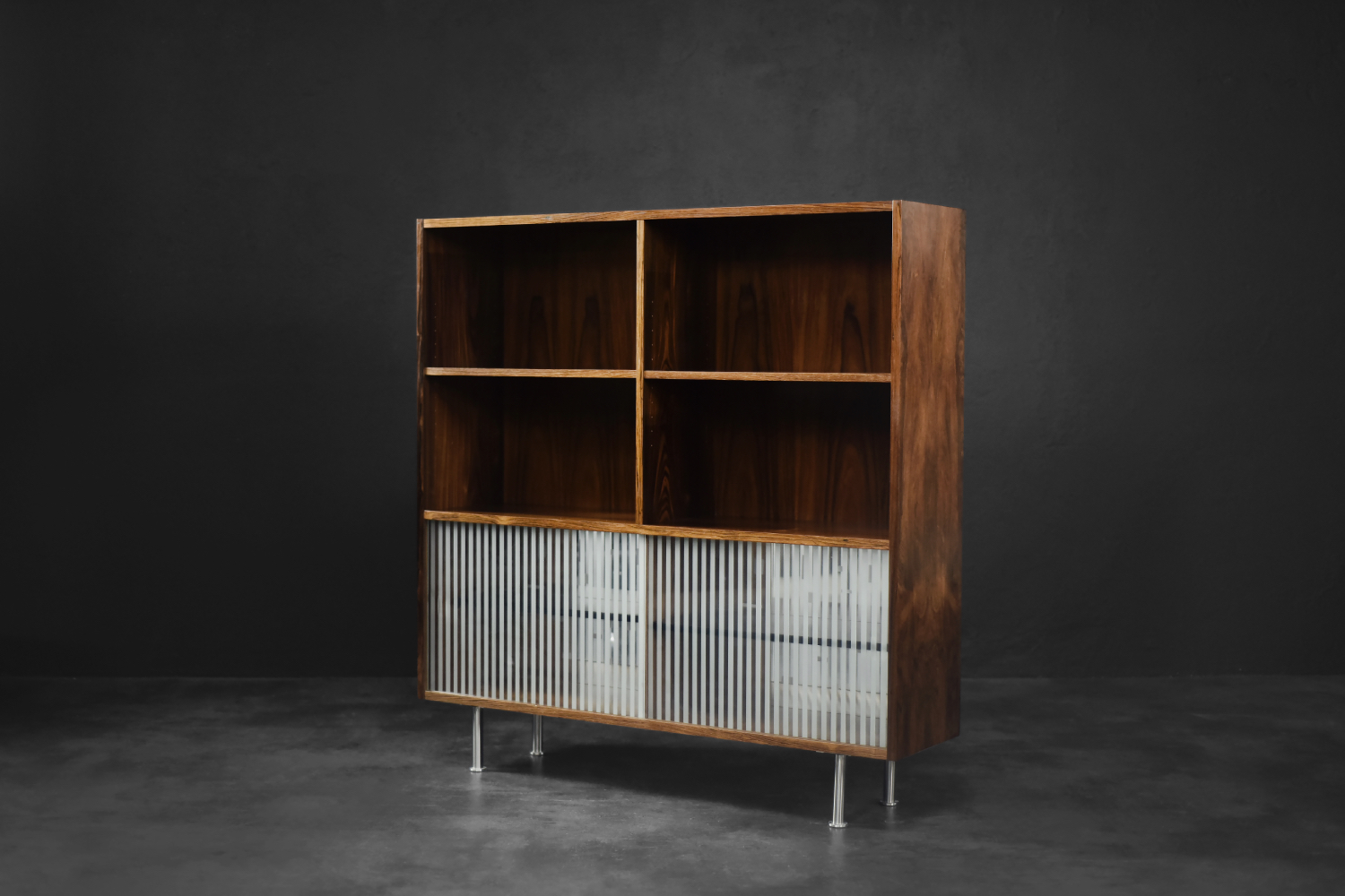 Vintage Mid-Century Scandinavian Modern Rosewood Highboard with Glass, 1960s