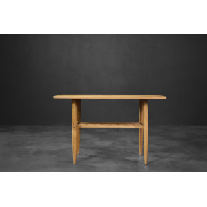 Vintage Mid-Century Modern Scandinavian Cherry Wood Coffee Table with Woven Shelf, 1960s