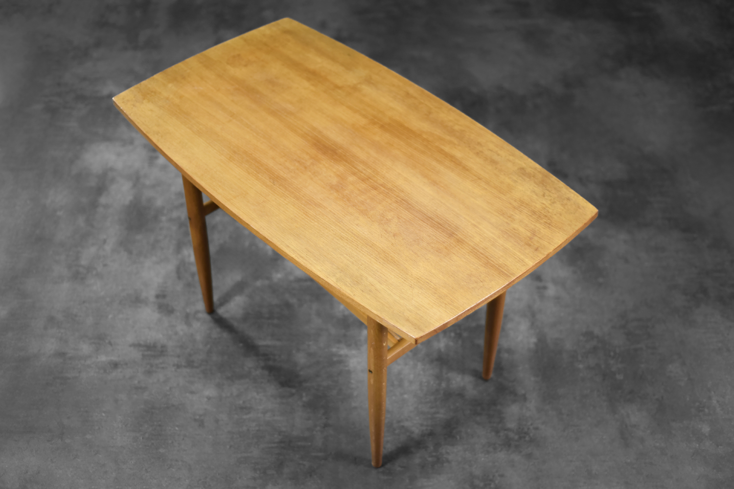 Vintage Mid-Century Modern Scandinavian Cherry Wood Coffee Table with Woven Shelf, 1960s
