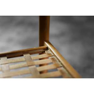 Vintage Mid-Century Modern Scandinavian Cherry Wood Coffee Table with Woven Shelf, 1960s