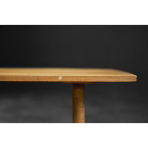 Vintage Mid-Century Modern Scandinavian Cherry Wood Coffee Table with Woven Shelf, 1960s