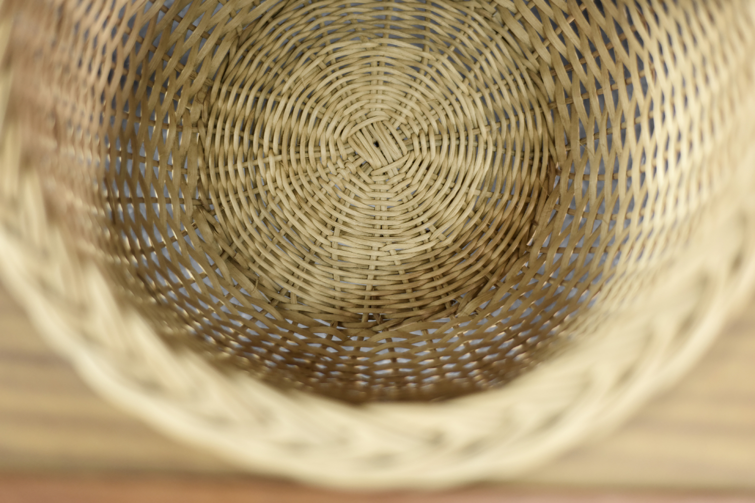 Vintage Mid-Century Danish Modern Teak Thread Side Table with Wicker Basket, 1960s