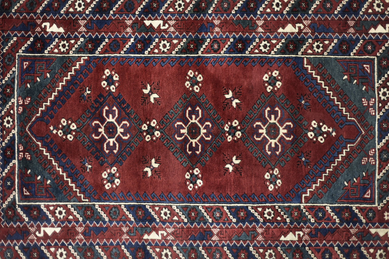 Vintage Red Hand-Woven Oriental Afghan Rug, 1970s