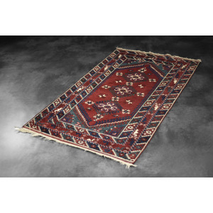 Vintage Red Hand-Woven Oriental Afghan Rug, 1970s