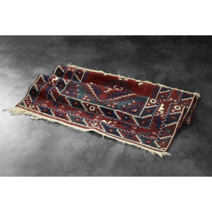 Vintage Red Hand-Woven Oriental Afghan Rug, 1970s
