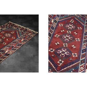 Vintage Red Hand-Woven Oriental Afghan Rug, 1970s