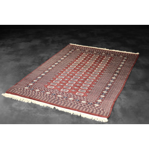 Vintage Red Hand-Woven Oriental Bokhara Rug, 1960s