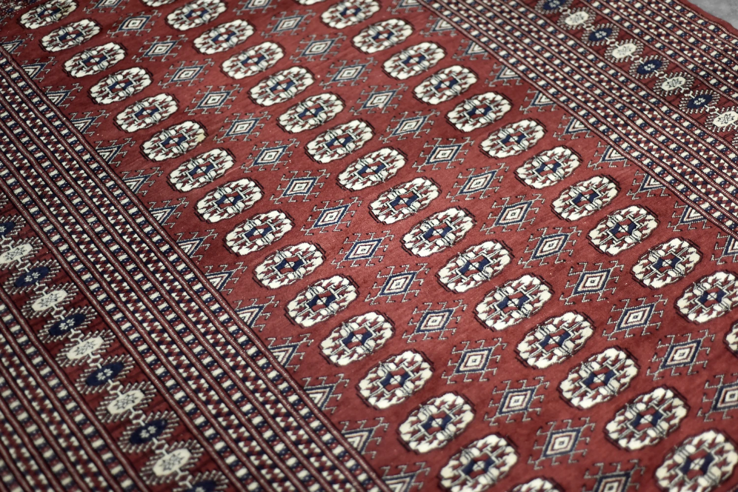 Vintage Red Hand-Woven Oriental Bokhara Rug, 1960s