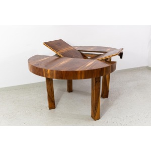 Round Extendable Dining Table, Poland, 1950's