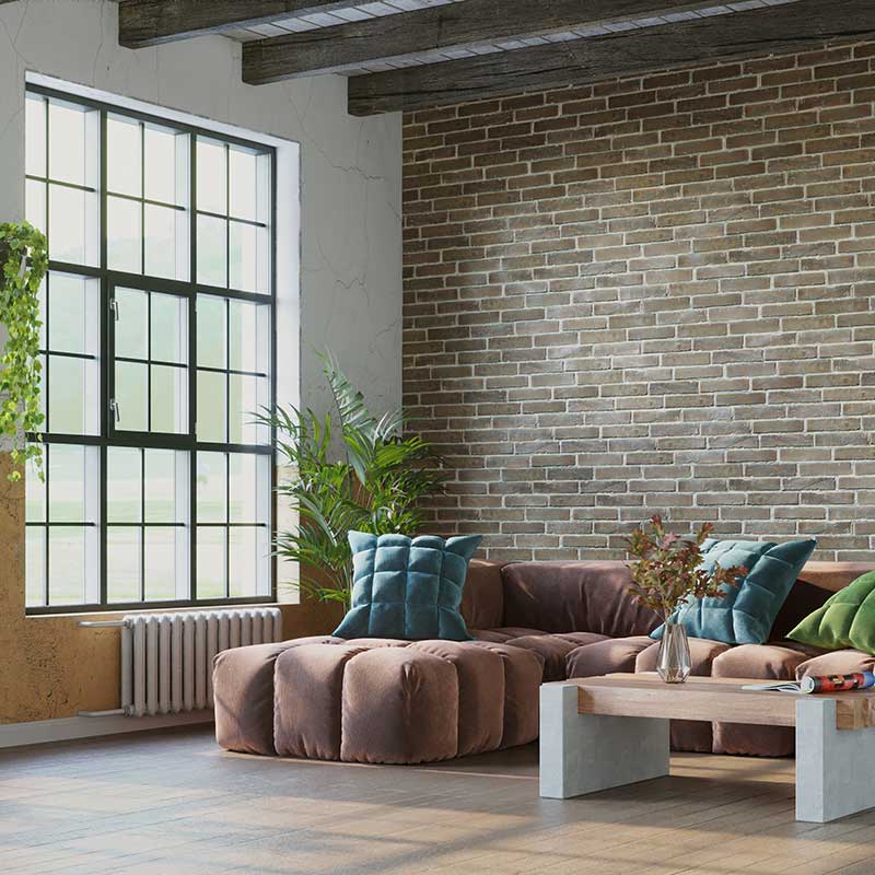 Design with vintage furniture in light room